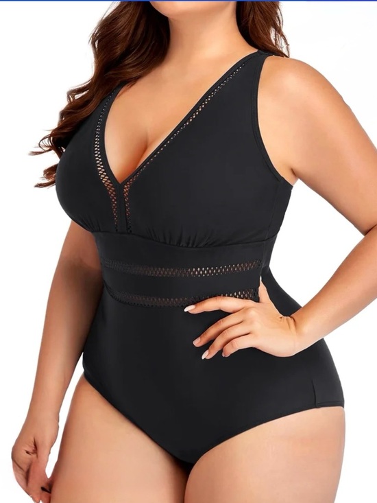 Rivelino Other - Rivelino Plus Size Sexy V Neck Bathing Suit Mesh Sheer Tummy Control Swimwears